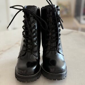Jeffrey Campbell “Legion” patent‑leather combat boots